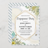 サマーフラワーズゴールデンフレーム婚約 招待状 (正面/裏面)