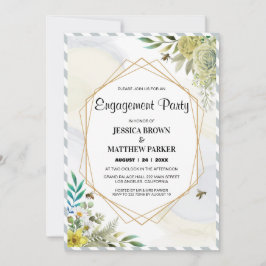 サマーフラワーズゴールデンフレーム婚約 招待状