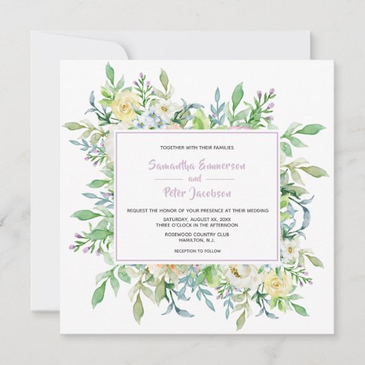 サマーフラワーズフローラ結婚式招待状 招待状 (正面)
