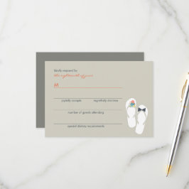 サマーフラワーズ新郎新婦ビーチサンダル結婚ズ 出欠カード