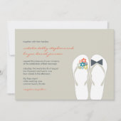 サマーフラワーズ新郎新婦ビーチサンダル結婚ズ 招待状 (正面)