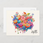 サマーフラワーブーケお洒落ボホハロー ポストカード (正面/裏面)
