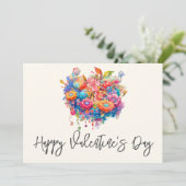 サマーフラワーブーケお洒落ボホバレンタイン カード (スタンド正面)