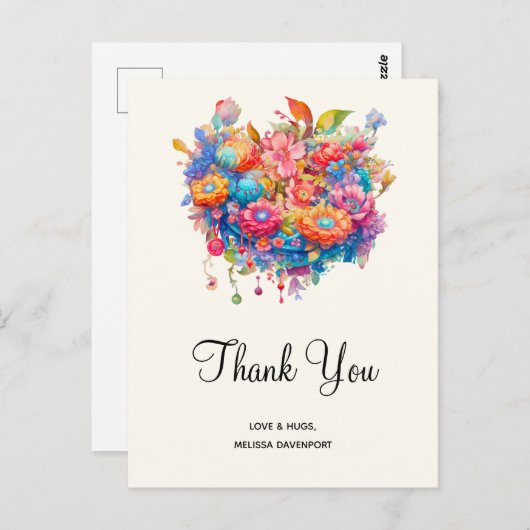 サマーフラワーブーケお洒落ボホ ポストカード (正面/裏面)