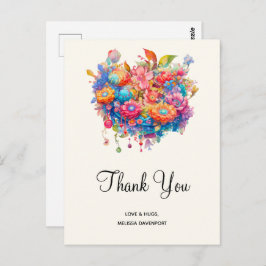 サマーフラワーブーケお洒落ボホ ポストカード