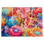 サマーフラワーブーケお洒落ボホ ラージペーパーバッグ (正面)