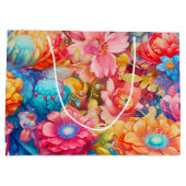 サマーフラワーブーケお洒落ボホ ラージペーパーバッグ (裏面)