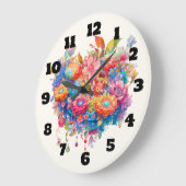 サマーフラワーブーケお洒落ボホ ラージ壁時計 (傾斜)