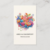 サマーフラワーブーケお洒落ボホ 名刺 (正面)