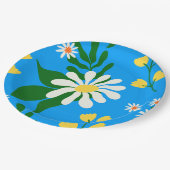 サマーフラワーブーケオンブルー ペーパープレート (アングル)