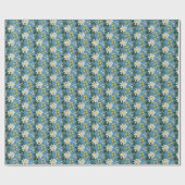 サマーフラワーブーケオンブルー ラッピングペーパー (フラット)