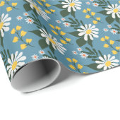 サマーフラワーブーケオンブルー ラッピングペーパー (ロールコーナー)