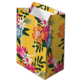 サマーフラワーブーケオン金ゴールド ミディアムペーパーバッグ (正面アングル)