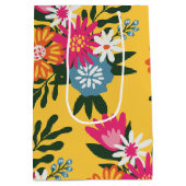 サマーフラワーブーケオン金ゴールド ミディアムペーパーバッグ (裏面)