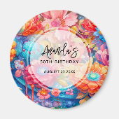 サマーフラワーブーケボお洒落ホ誕生日 マグネット (正面)