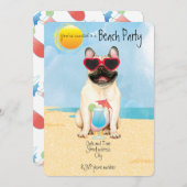 サマーフランスのブルドッグビーチパーティの招待状 シーズンカード (正面/裏面)