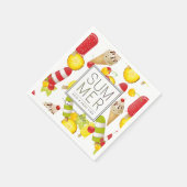 サマーフルーツとアイスクリームのおもしろい スタンダードカクテルナプキン (角)