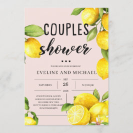 サマーフルーツのレモン柑橘類カップルのシャワー 招待状