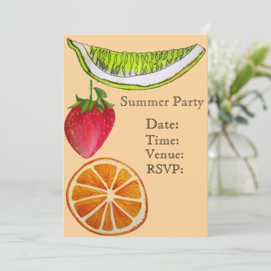 サマーフルーツカクテルガーデンパーティーお祝い 招待状 (スタンド正面)