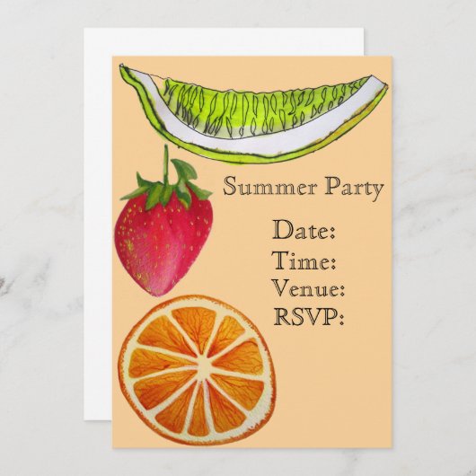 サマーフルーツカクテルガーデンパーティーお祝い 招待状 (正面/裏面)