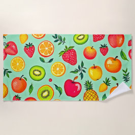 サマーフルーツシームレスデザイン ビーチタオル