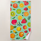 サマーフルーツシームレスデザイン ビーチタオル (正面)