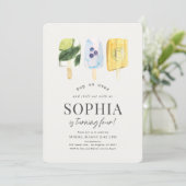 サマーフルーツポプシクルウォーターカラー誕生日 招待状 (スタンド正面)