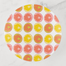 サマーフルーツライムレモンキャンディラウンドトリンケットトレイ