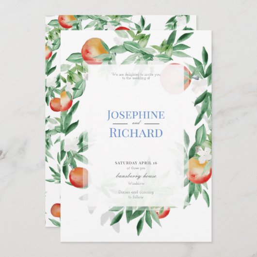 サマーフルーツ縁ど、結婚式招待状 招待状 (正面/裏面)