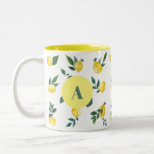 サマーフレッシュウォーターカラーレモン名前をカスタムする ツートーンマグカップ (左)