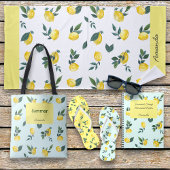 サマーフレッシュウォーターカラーレモン名前をカスタムする ビーチタオル