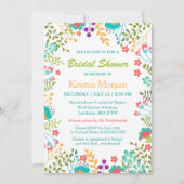 サマーフレッシュフローラティール(緑がかった色)ブルーブライダルシャワー 招待状 (正面)