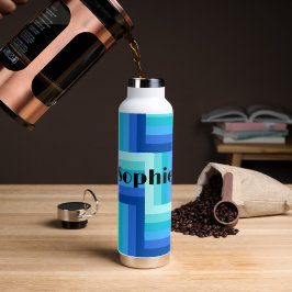 サマーフレッシュブルーグリーンジグザグウォーターボトル ウォーターボトル