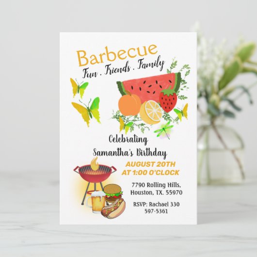 サマーフレンズファミリー誕生日バーベキュー 招待状 (スタンド正面)