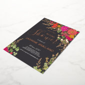 サマーフローラガーデンワイルドフラワーズブライダルシャワーフォイ 箔招待状 (回転した状態)