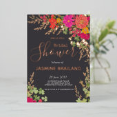 サマーフローラガーデンワイルドフラワーズブライダルシャワーフォイ 箔招待状 (立ち正面)
