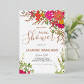 サマーフローラガーデンワイルドフラワーズブライダルシャワー 箔招待状 (立ち正面)
