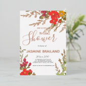 サマーフローラガーデンワイルドフラワーズブライダルシャワー 箔招待状 (立ち正面)