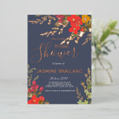 サマーフローラガーデンワイルドフラワーズブライダルシャワー 箔招待状 (立ち正面)