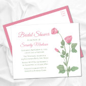 サマーフローラピンクフラワーズガーデンブライダルシャワー インビテーションポストカード