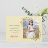 サマーフローラフレーム、黄色の写真 サンキューカード (スタンド正面)