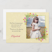 サマーフローラフレーム、黄色の写真 サンキューカード (正面/裏面)