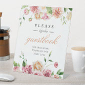 サマーフローラロマンチックブライダルシャワーゲストブック 台座サイン (インサイチュ)