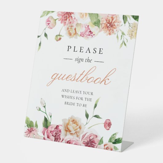 サマーフローラロマンチックブライダルシャワーゲストブック 台座サイン (正面)