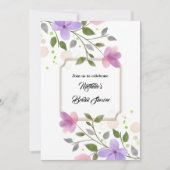 サマーフローラ水彩ブライダルシャワーお祝い 招待状 (正面)