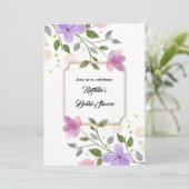 サマーフローラ水彩ブライダルシャワーお祝い 招待状 (スタンド正面)