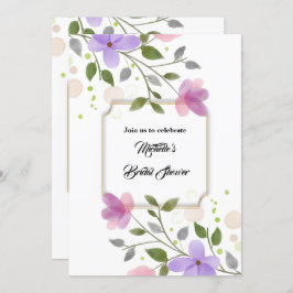 サマーフローラ水彩ブライダルシャワーお祝い 招待状