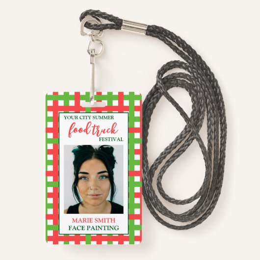サマーフードトラックフェスティバルID写真社員 バッジ (正面ランヤード)