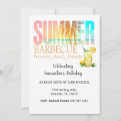 サマーフードフレンズファミリー誕生日バーベキュー 招待状 (正面)