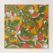 サマーフードヴィンテージイラストレーションパターン ジグソーパズル (横)